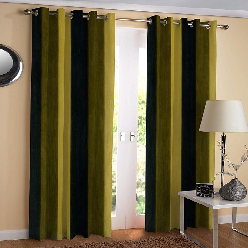 9 feet Long Door Curtains Polyester Room Darkening Set Of 2 (Green)