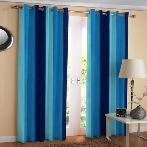 9 feet Long Door Curtains Polyester Room Darkening Set Of 2 (Blue)23