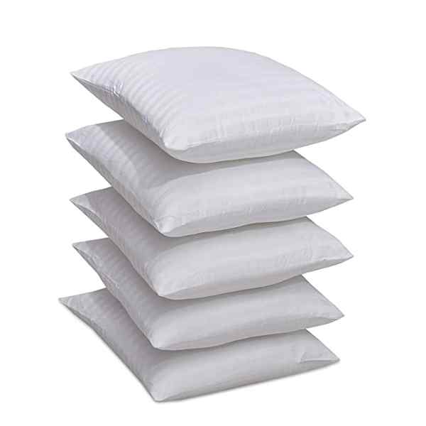 Conjugated Microfiber Satin Striped Cushion Filler Size -18 x 18 inch , Set  of 5- White - RD Trend