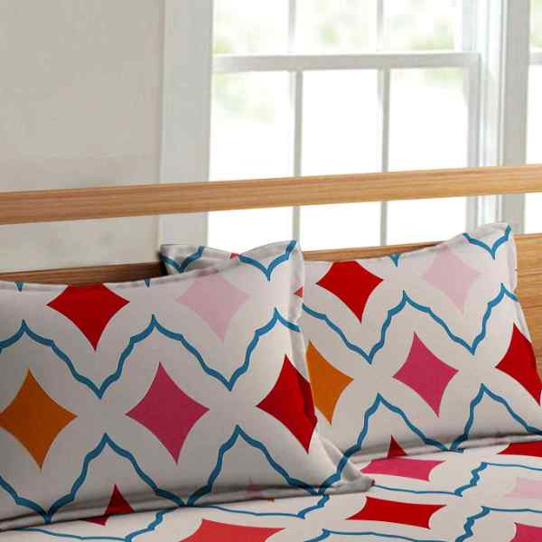 RdTrend Glace Cotton Elastic Fitted Double Bedsheet With 2 Pillow Covers, Multi Color R-1628