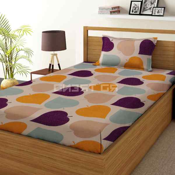 RdTrend Glace Cotton Single Elastic Fitted Bed Sheet With 1 Pillow Cover(Purple) R-1133