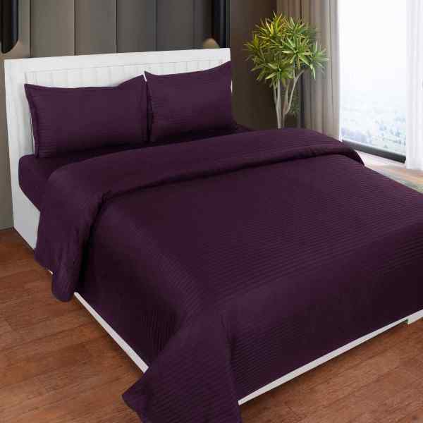 RdTrend Linen 100% Cotton 210 TC King Size Flat Bed Sheet with 2 Pillow Covers(Wine) R-1708
