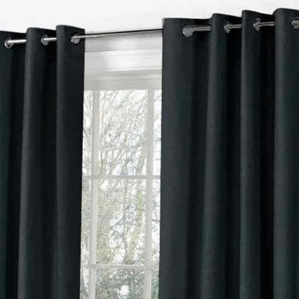 RdTrend Polyester Blend Solid Grommet Eyelet Curtain, 4 X 5 Feet, Black, Pack of 2 P-101