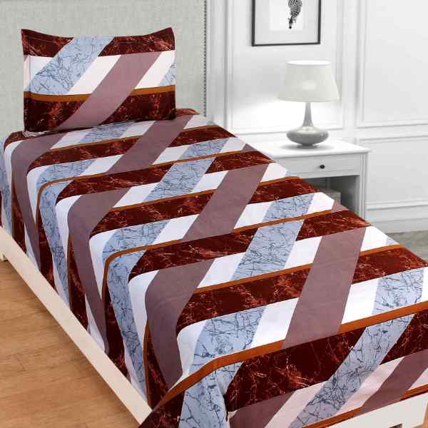 RdTrend Glace Cotton 210 TC Single Flat Bed Sheet With 1 Pillow Cover(90x60inch, Coffee) R-1185