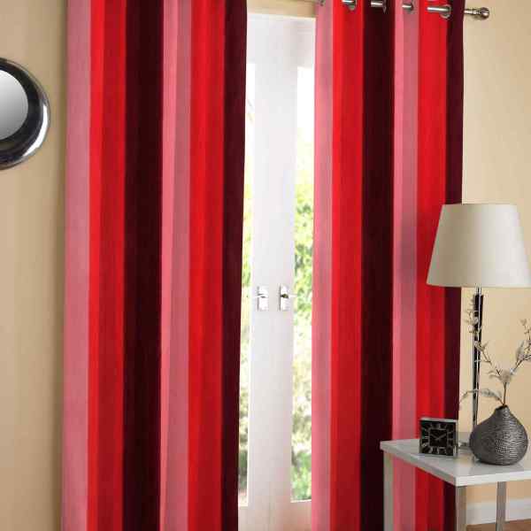 RdTrend Room Darkening Eyelet Polyester Door Curtains 7 Feet Long - Set of 2 ,Red Color Combo. P-702