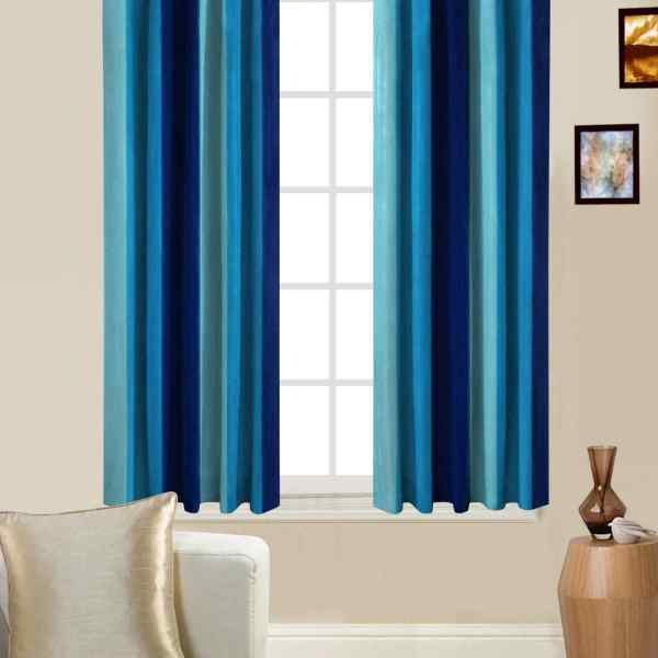 RdTrend Room Darkening Eyelet Polyester Window Curtains 5 Feet- Set of 2 Blue (4 x 5) P-503