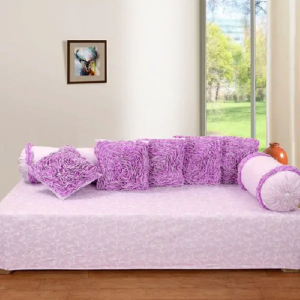 300 TC 100% Bajaj Cotton Diwan Set Bedsheet - 8PC (Violet light)