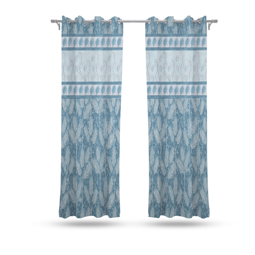 9 feet Long Door Curtains Polyester Room Darkening Set Of 2 (Blue) 26