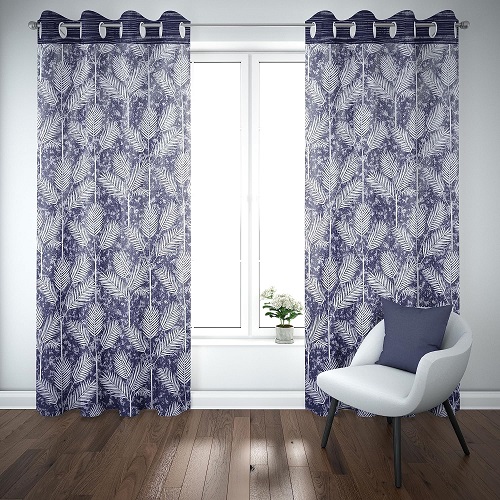 9 feet Long Door Curtains Polyester Room Darkening Set Of 2 (Blue)7d