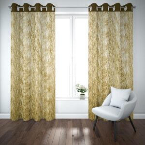 9 feet Long Door Curtains Polyester Room Darkening Set Of 2 (Gold)