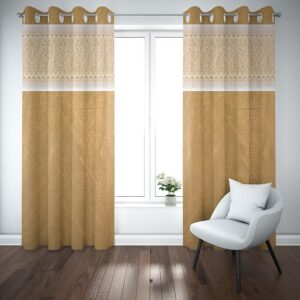 9 feet Long Door Curtains Polyester Room Darkening Set Of 2 (Gold)6
