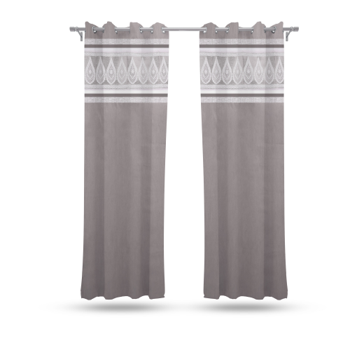 9 feet Long Door Curtains Polyester Room Darkening Set Of 2 (Grey) 12