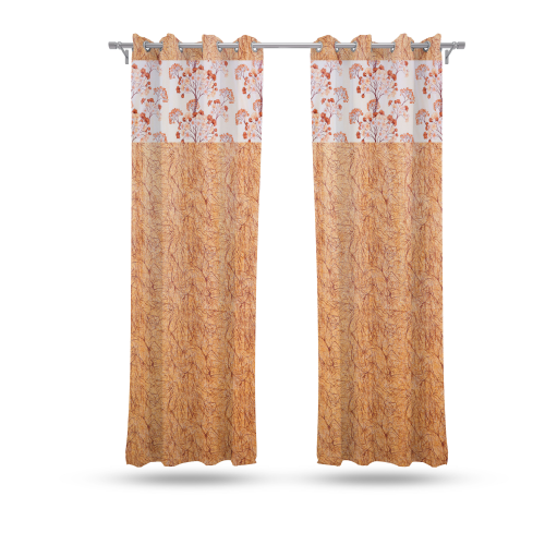 9 feet Long Door Curtains Polyester Room Darkening Set Of 2 (Orange) 34