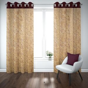 9 feet Long Door Curtains Polyester Room Darkening Set Of 2 (Peach)18