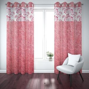 9 feet Long Door Curtains Polyester Room Darkening Set Of 2 (Pink)11