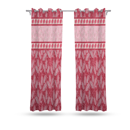 5 Feet Window Curtains Polyester Room Darkening Set Of 2 (Red)