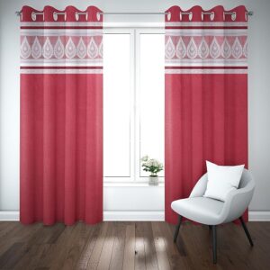 9 feet Long Door Curtains Polyester Room Darkening Set Of 2 (Red)