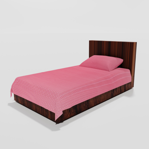 Glace Cotton‎ Single Flat Bed Sheet With 1 Pillow Cover (Pink) 170