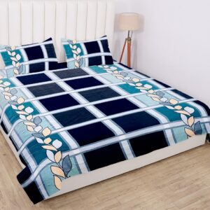 Winter Warm King Size Flat Double Bedsheet With 2 Pillow Cover (Aqua)