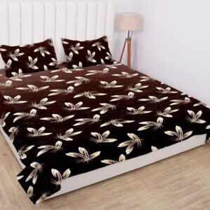 Winter Warm King Size Flat Double Bedsheet With 2 Pillow Cover (Coffee)