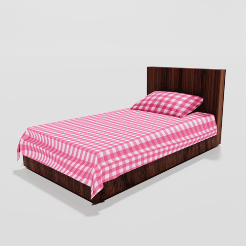 Glace Cotton Single Flat Bed Sheet With 1 Pillow Cover (Pink)
