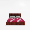 King Size Glace Cotton Elastic Fitted Double Bedsheet With 2 Pillow Covers (Red)