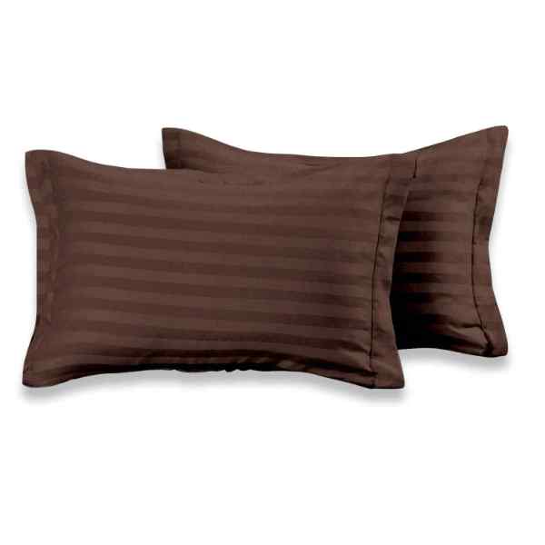 Cotton Satin 300 TC Pillow Cover (Brown-18 x 28)