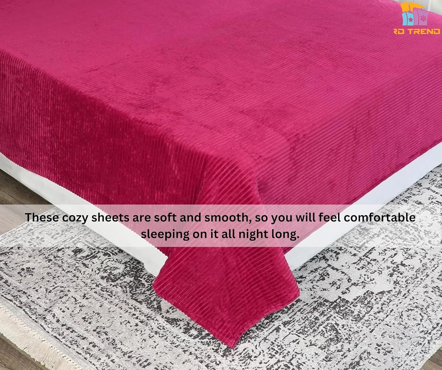 Winter Warm King Size Flat Double Bedsheet With 2 Pillow Cover (Magenta)