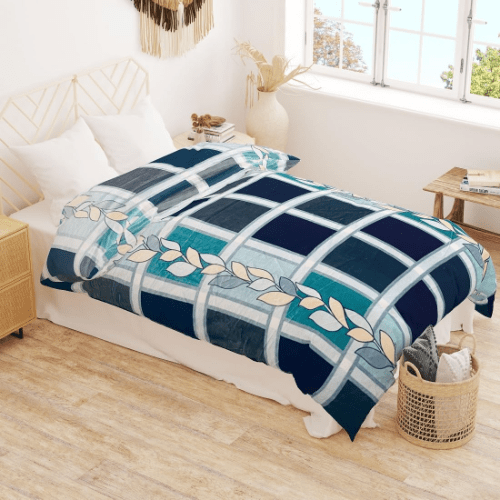 Winter Microfiber Flannel Reversible Double Bed Printed AC Comforter (Blue)9