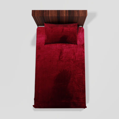 Winter Soft Warm Single Flat Bedsheet With 1 Pillow Cover (Maroon)
