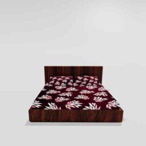 Winter Warm King Size Fitted Double Bedsheet With 2 Pillow Covers (Red)