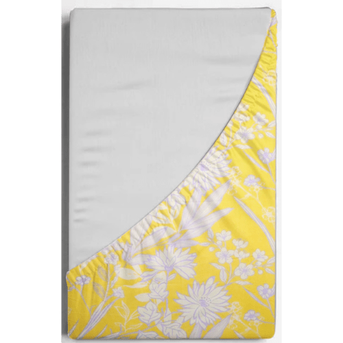 Glace Cotton Elastic Fitted Double Bed Sheet With 2 Pillow Covers (Yellow)