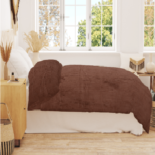 Winter Microfiber Flannel Reversible Double Bed Printed AC Comforter (Coffee)