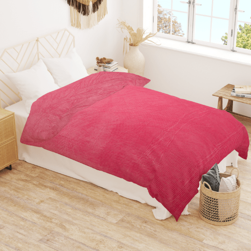 Winter Microfiber Flannel Reversible Double Bed Printed AC Comforter (Pink)