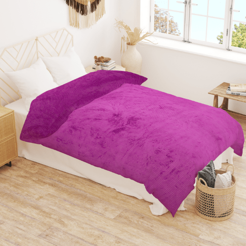 Winter Microfiber Flannel Reversible Double Bed Printed AC Comforter (Purple)