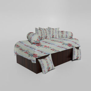 210 TC Cotton Printed Diwan (Set of 8 Pieces)1 Single Bedsheet 5 Cushion Covers And 2 Bolster Cover
