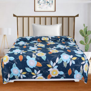 Cotton Dohar Lightweight Reversible For Single Blanket, Duvet (Blue)