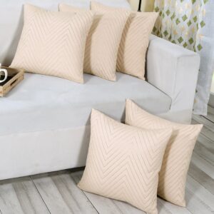 RD TREND UltraSonic Microfiber Cushion Covers,16 x 16 inches, Set of 5, 250 TC, Back Zipper (Beige)