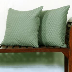 RD TREND UltraSonic Microfiber Cushion Covers, 40 x 40 cm/16 x 16 inches, Set of 2, 250 TC,Back Zipper (Miltry Green)