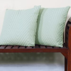 RD TREND UltraSonic Microfiber Cushion Covers, 40 x 40 cm/16 x 16 inches, Set of 2, 250 TC,Back Zipper (Peista Green)