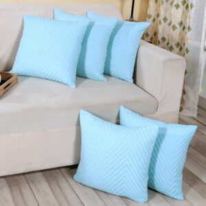 RD TREND UltraSonic Microfiber Cushion Covers,16 x 16 inches, Set of 5, 250 TC, Back Zipper (Sky Blue)