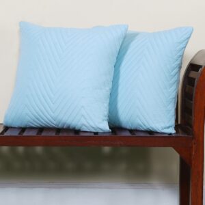 RD TREND UltraSonic Microfiber Cushion Covers, 40 x 40 cm/16 x 16 inches, Set of 2, 250 TC,Back Zipper (Sky Blue)