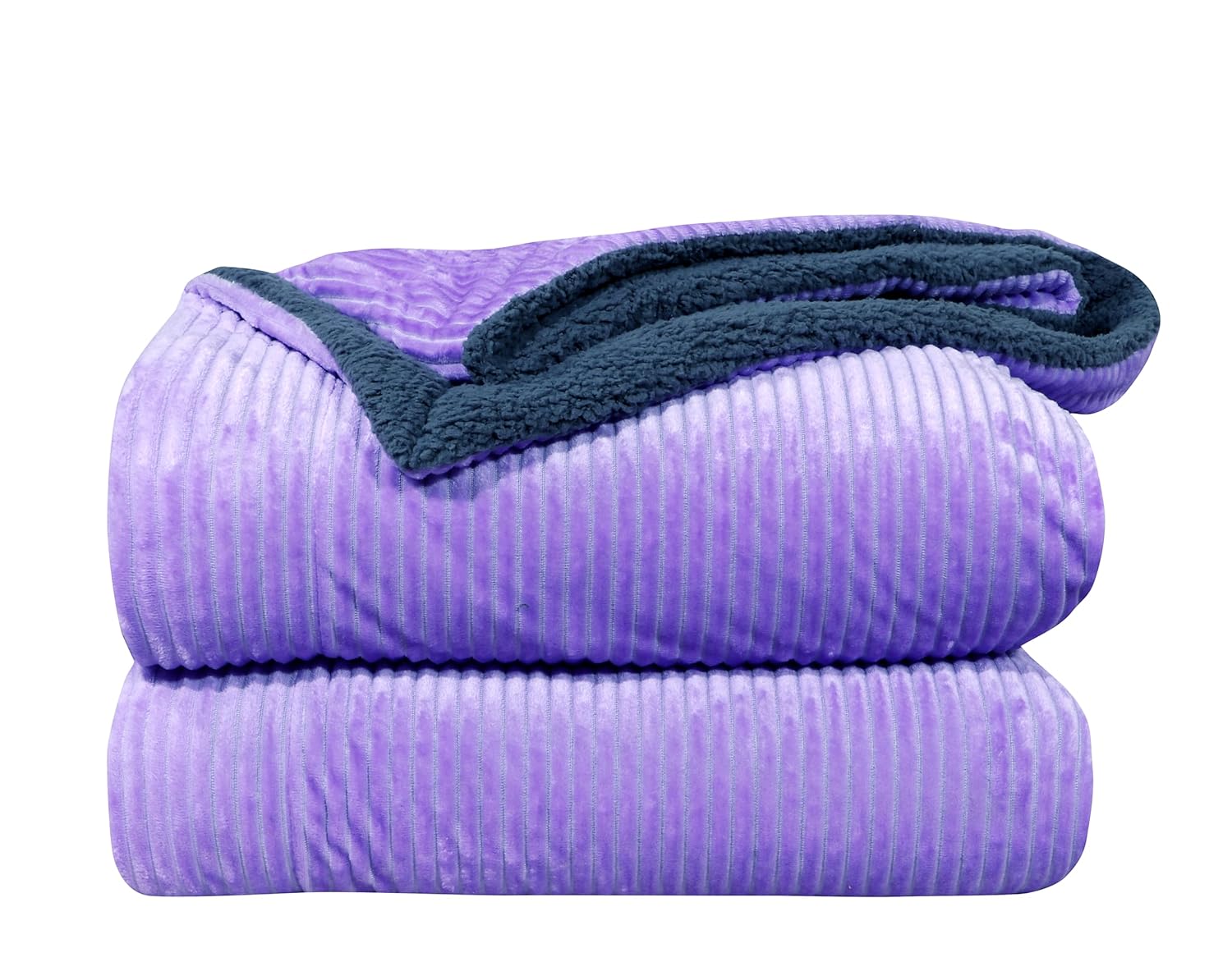 RRD TREND Premium Blanket Single Bed/Mild Winter Sherpa Blanket Super Soft Stripe Flannel for Bed, Sofa, Couch, Camping and Travel (Lavender)D TREND Premium Blanket Double Bed/Mild Winter Sherpa Blanket Super Soft Stripe Flannel for Bed, Sofa, Couch, Camping and Travel (Lavender )