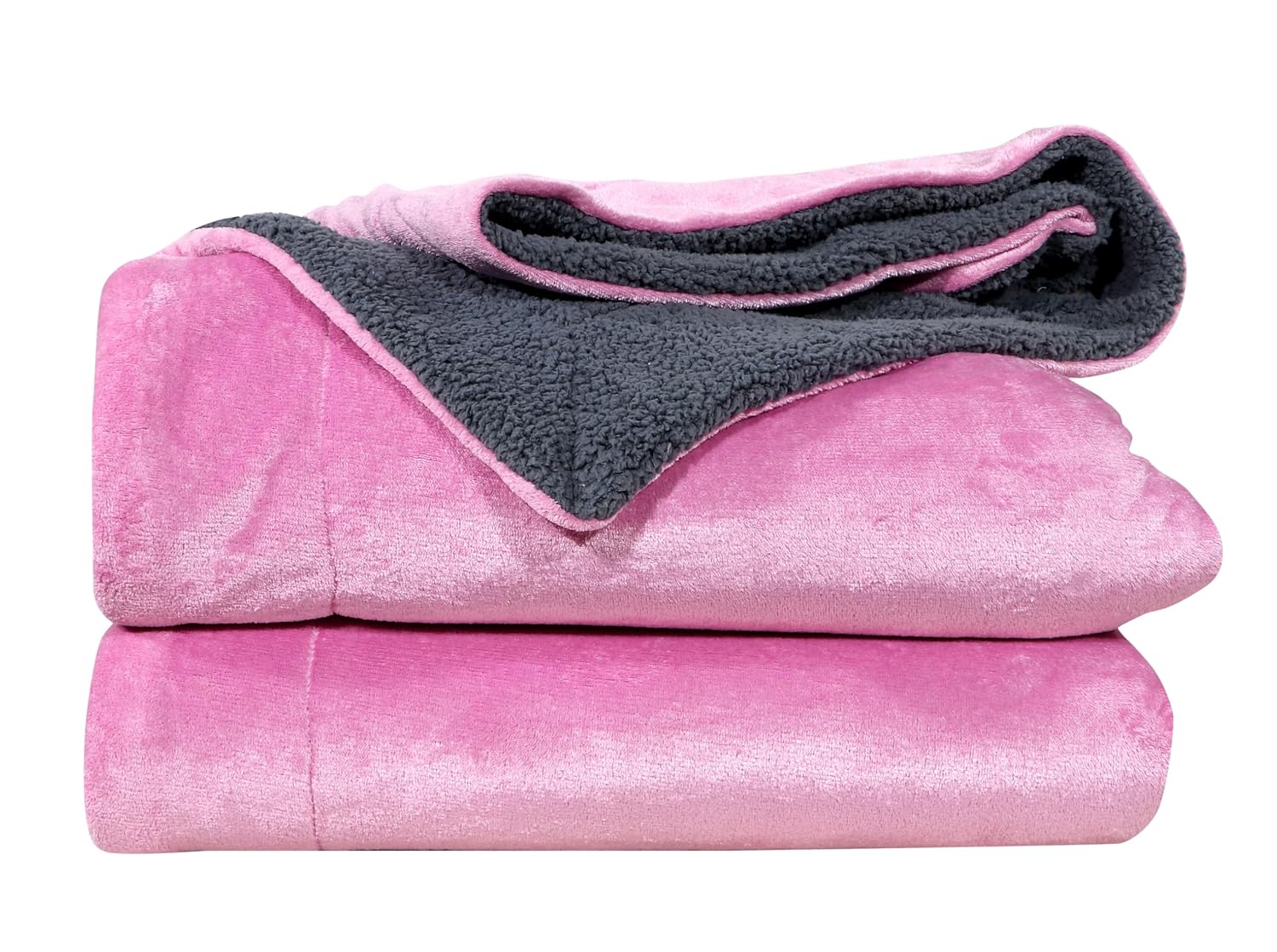 RD TREND Premium Double Bed/Mild Winter Sherpa Blanket Super Soft Flannel for Bed, Sofa, Couch, Camping and Travel (Plain) (Pink)