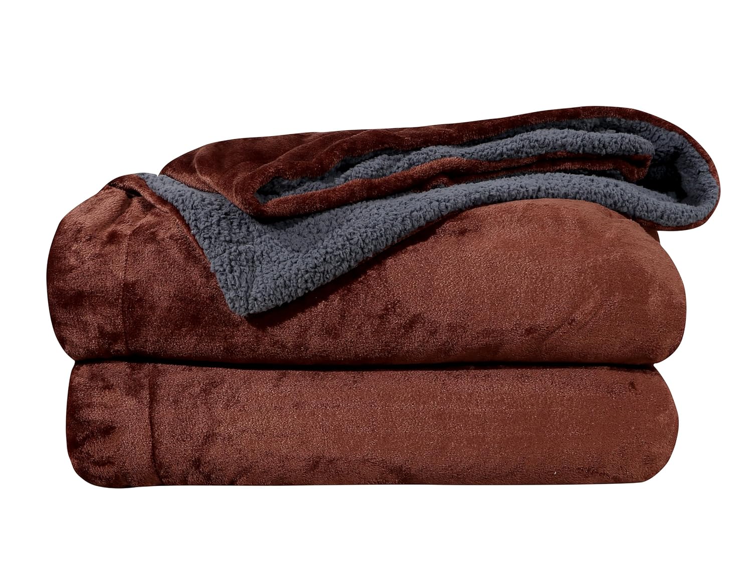 RD TREND Premium Double Bed/Mild Winter Sherpa Blanket Super Soft Flannel for Bed, Sofa, Couch, Camping and Travel (Plain) (Coffee)