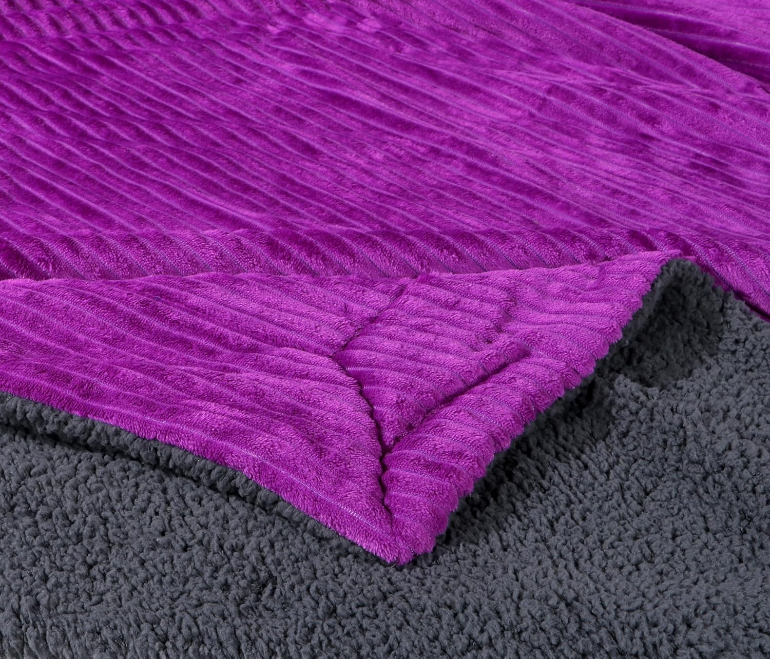 RD TREND Premium Blanket Double Bed/Mild Winter Sherpa Blanket Super Soft Stripe Flannel for Bed, Sofa, Couch, Camping and Travel (Dark Pink)