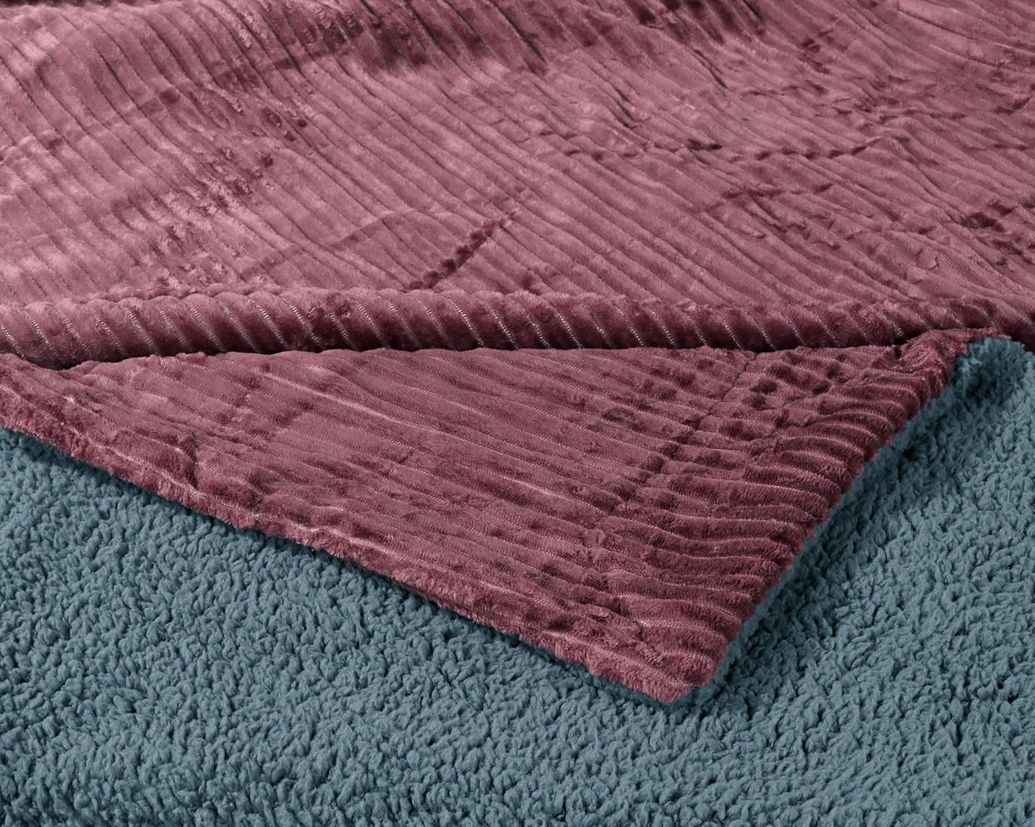 RD TREND Premium Blanket Double Bed/Mild Winter Sherpa Blanket Super Soft Stripe Flannel for Bed, Sofa, Couch, Camping and Travel (Wine)