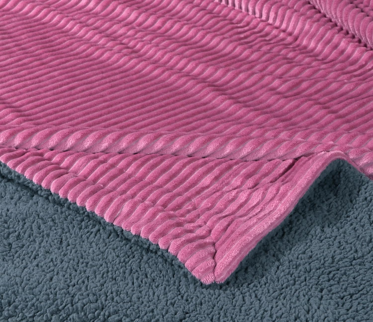 RD TREND Premium Blanket Double Bed/Mild Winter Sherpa Blanket Super Soft Stripe Flannel for Bed, Sofa, Couch, Camping and Travel (Pink)