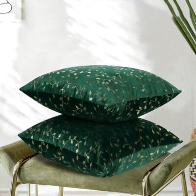 Cushion Cover 16 inch x 16 inch (40x40 cm) Dark Green, Premium Velvet Cushion Covers Set of 5 | Soft Decorative Throw Pillow Covers for Sofa, Bed & Living Room