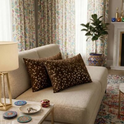 Velvet Rectangular 12x18 Inches Cushion Covers Set of 2 | Throw Pillow Covers for Sofa, Bed & Living Room | Perfect for Home Décor Cream Caramel